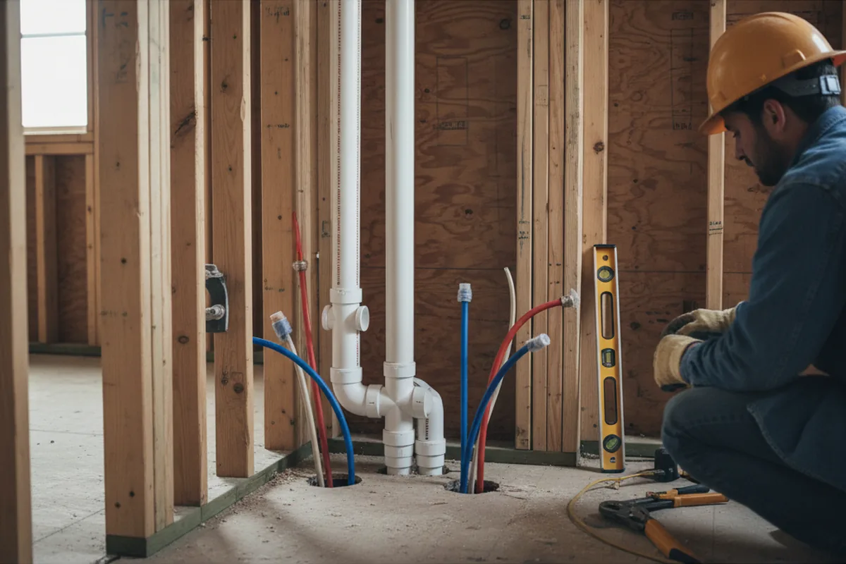 Drain and supply rough-in during Drain Cleaning in Dora