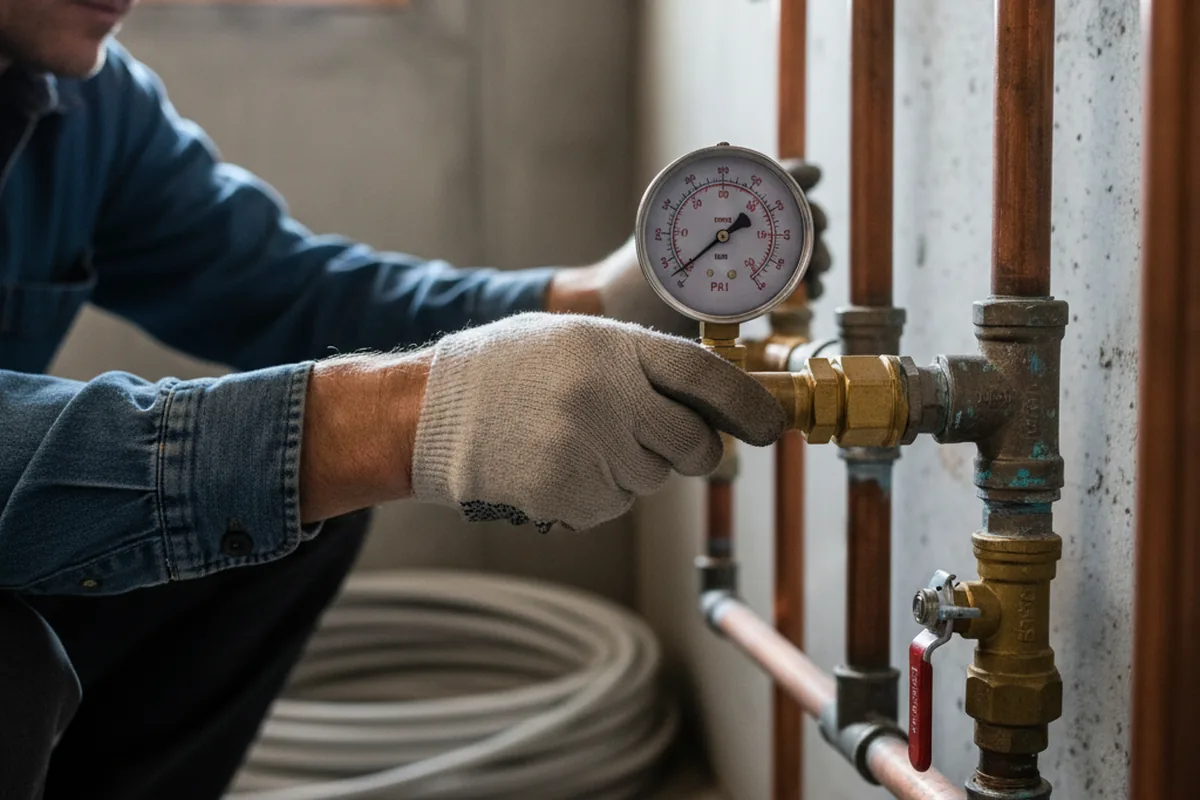 Pressure testing a repaired line during Water Line Repair in Dora